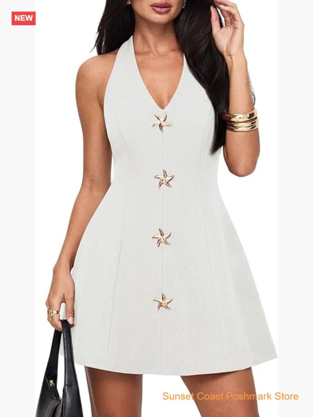 Halter V Neck Backless A Line Mini Cocktail Dress
